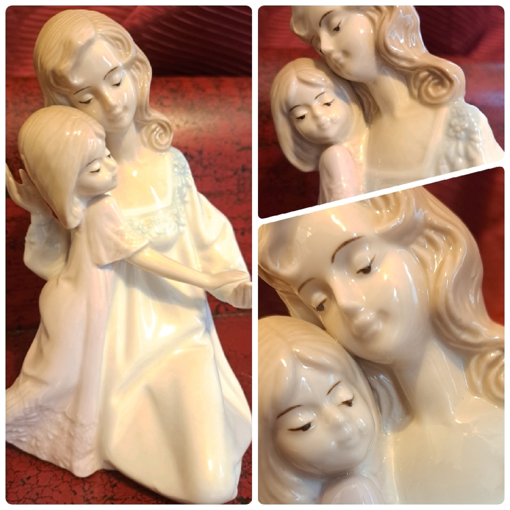 VINTAGE 1990 PAUL SEBASTIAN MOTHER AND DAUGHTER BEDTIME PORCELAIN FIGURINE